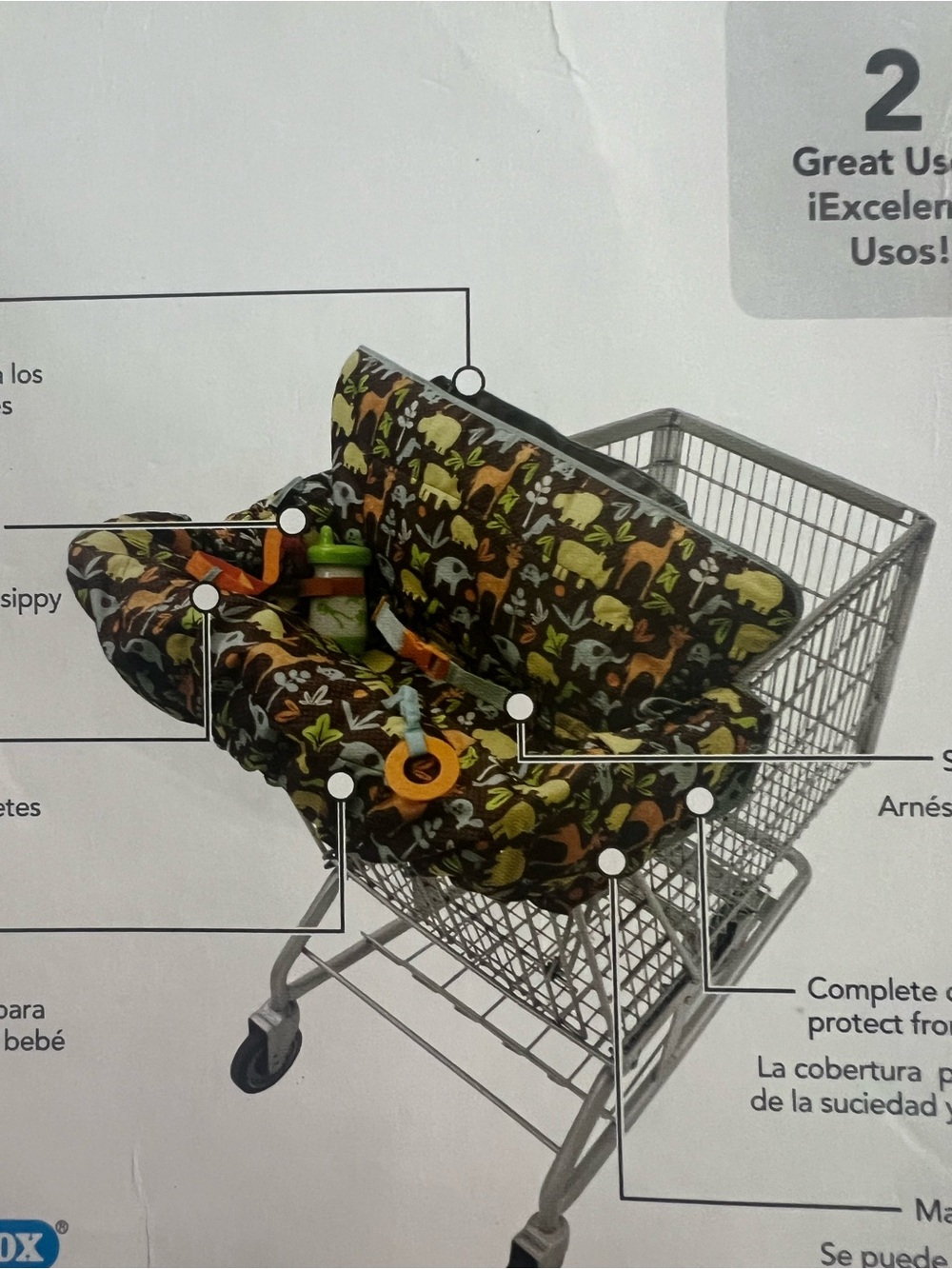 Infantino Brown & Green Patterned Shopping Cart Seat Cover